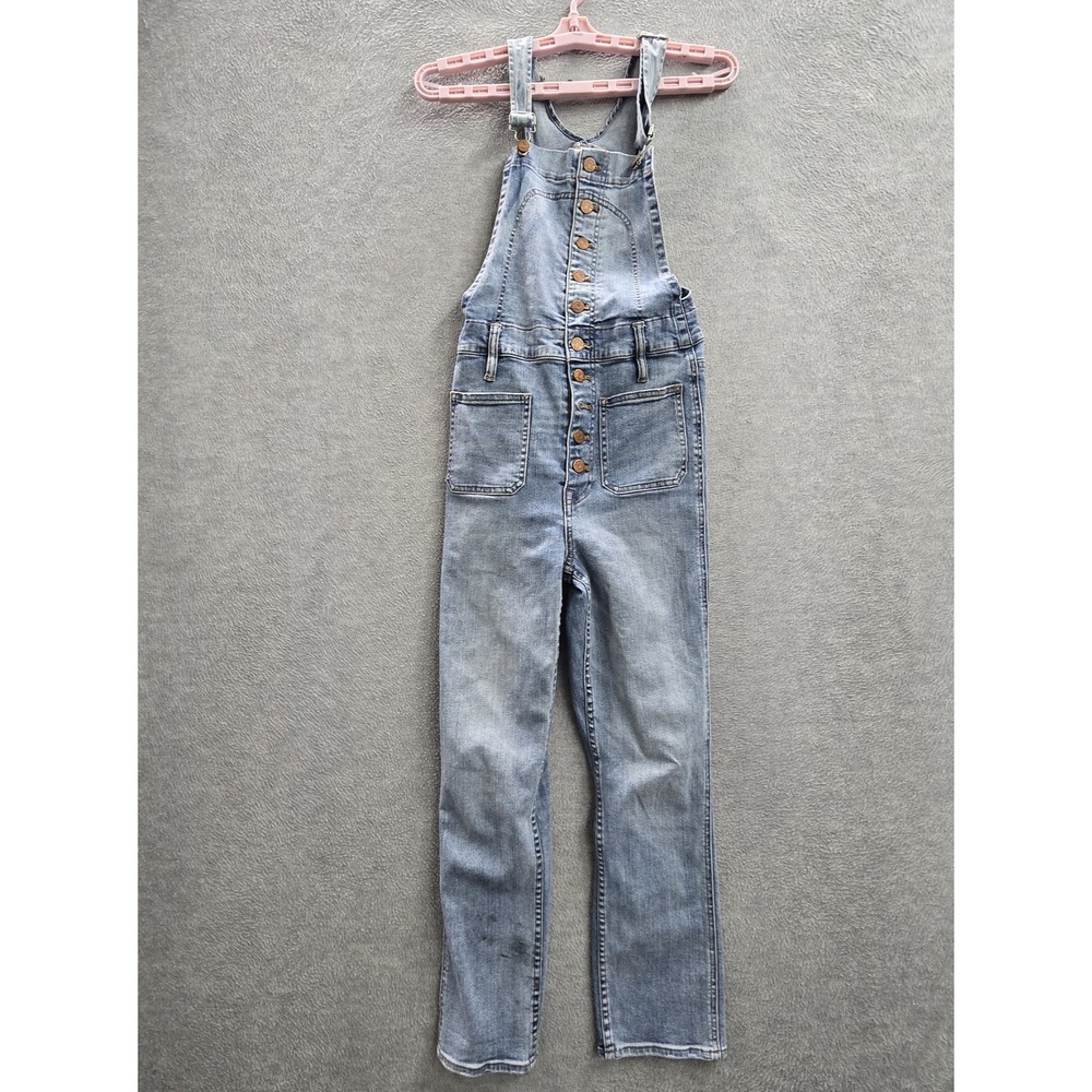 Madewell Women Overalls Jeans S Blue Bayfront Denim Cropped 24" Inseam READ